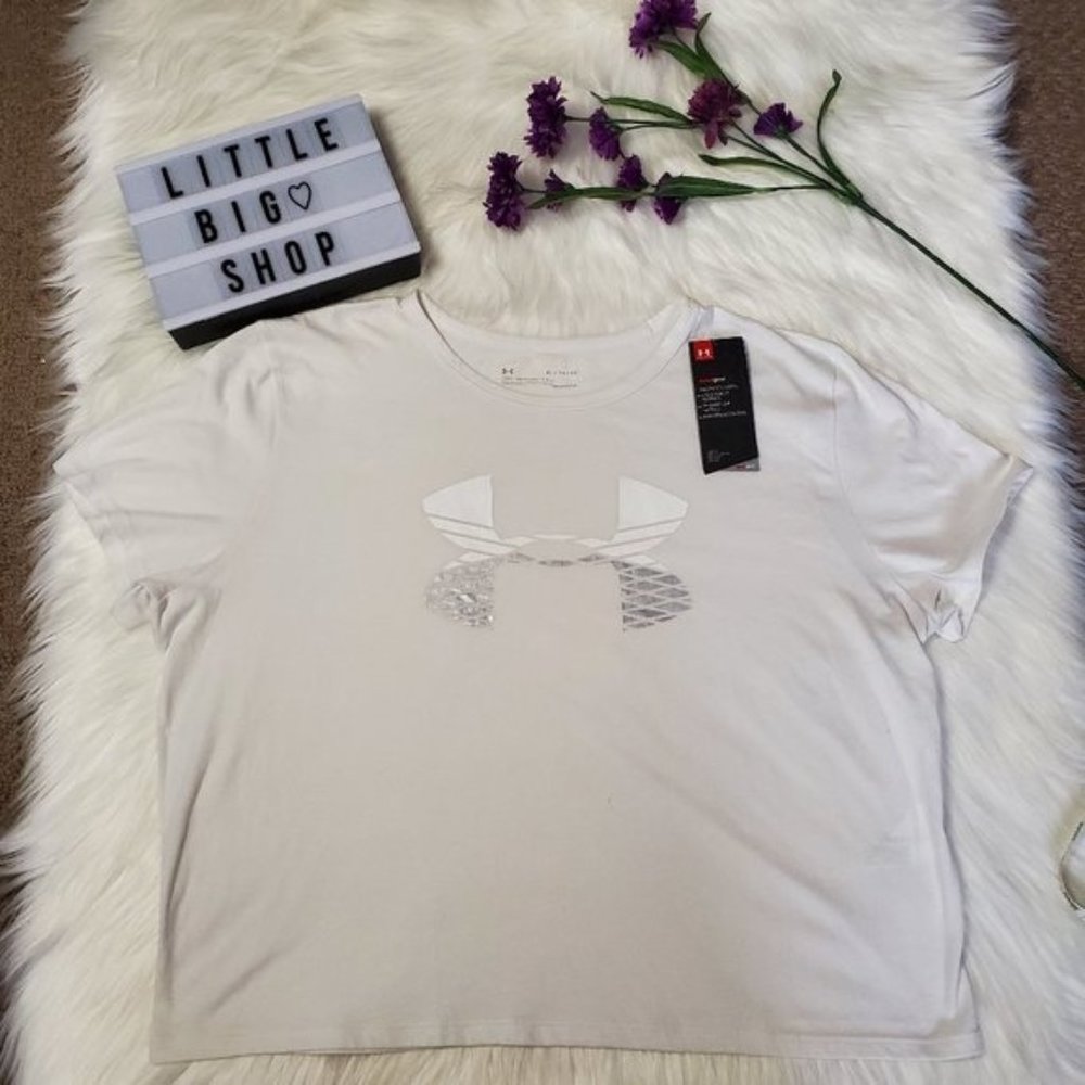 Under Armour Women's Logo Baby T Shirt/White/Sz XL